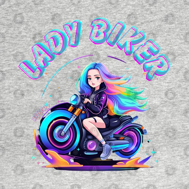 Lady biker with neon colorful by Whisky1111